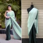 Russian silk Crushed party Wear Saree