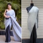 Russian silk Crushed party Wear Saree