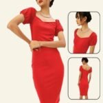 Party Wear Puff Sleeve Bodycon dress at best price