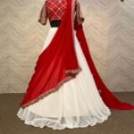 Beautiful Red & White Designer Lehenga For Wedding