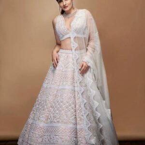 Designer Party Wear White Lehanga Choli