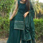 Green Designer Kurti Sharara For Eid Function