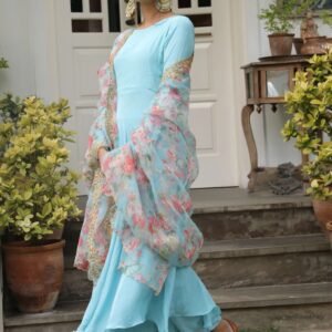 Organza Long Suit With Dupatta