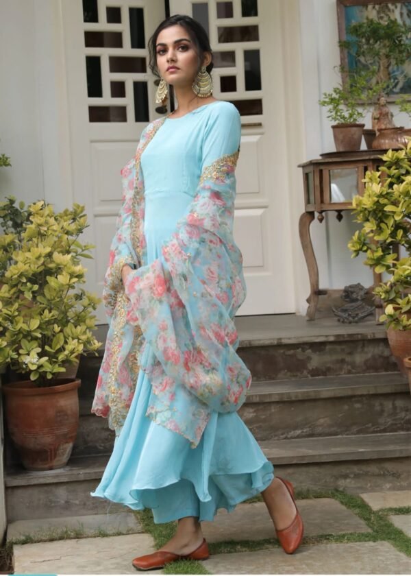 Organza Long Suit With Dupatta