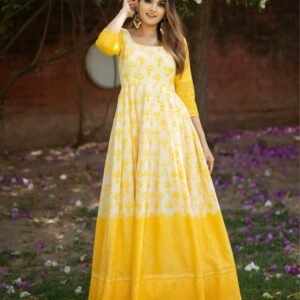 Party Wear Yellow Anarkali Gown