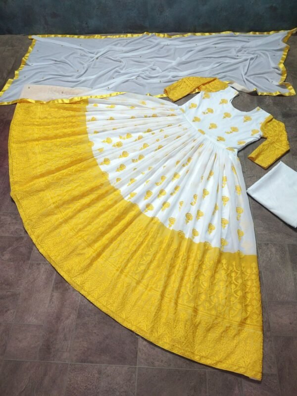 Party Wear Yellow Anarkali Gown