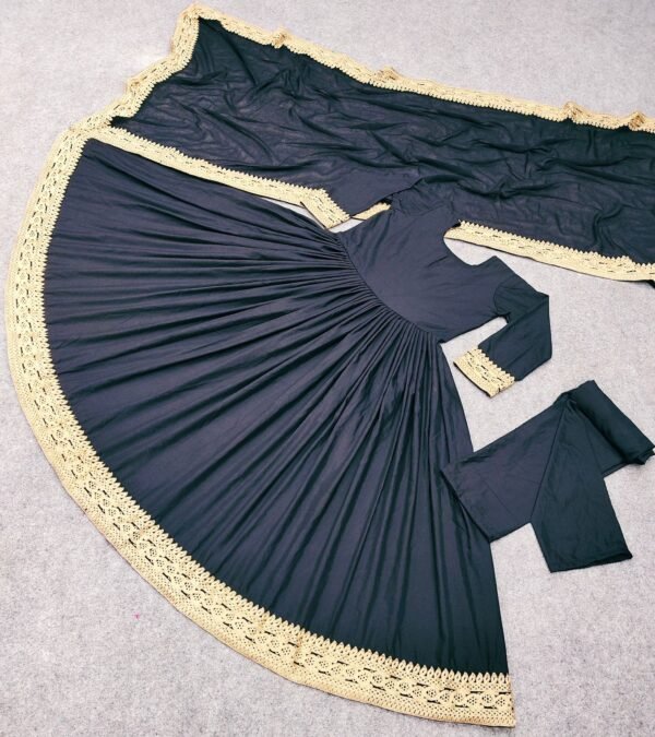 Beautiful Black Suit With Golden Boarder For Eid