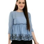 Embrodery Printed Top For Women