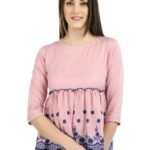 Embrodery Printed Top For Women