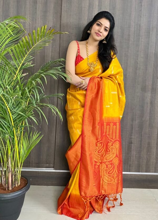 Yellow Silk Saree For Haldi Function