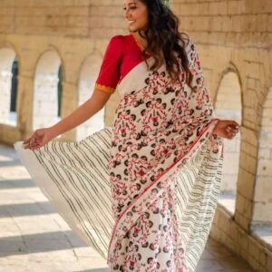 Party Wear Printed linen Saree
