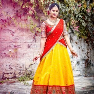 Yellow Half Saree For Party