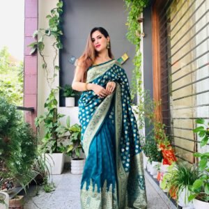 Blue Silk Saree For Party