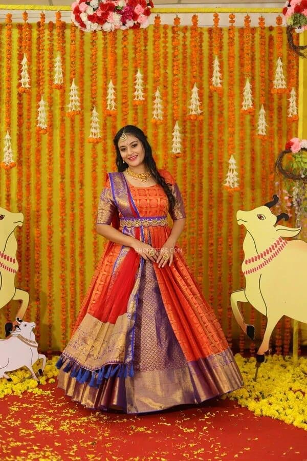 Indhuja in a traditional lehenga – South India Fashion