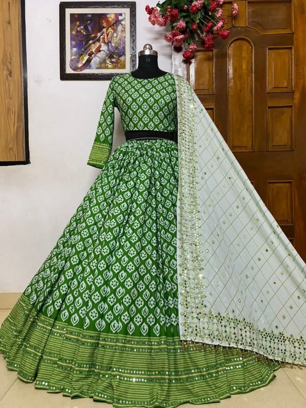 Mirrior Work Lehenga Choli For Mehndi Function