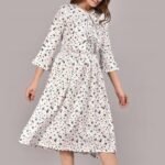 Printed Party Wear Dress With Cotty
