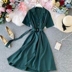 Knee Length Solid Party Wear Dress