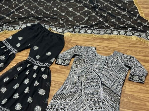 Party Wear black Kurti Sharara For Wedding