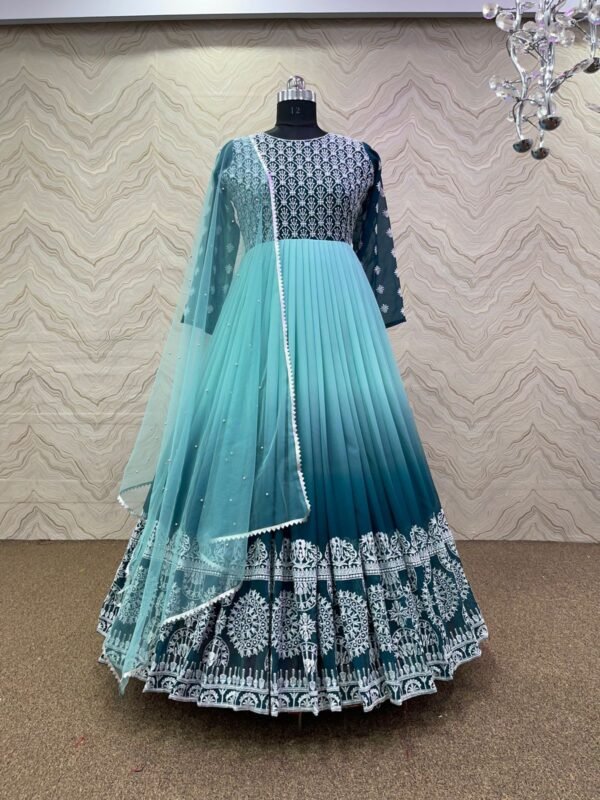 Beautiful Party Wear Indian Gown With Dupatta