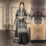 Party Wear Black Kurti Sharara With Embroidery Work