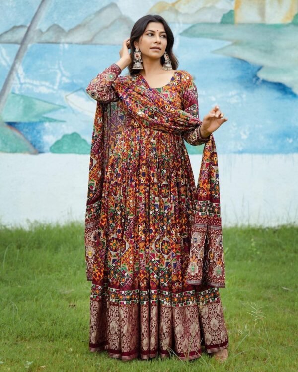 Printed Party wear Gown With Dupatta