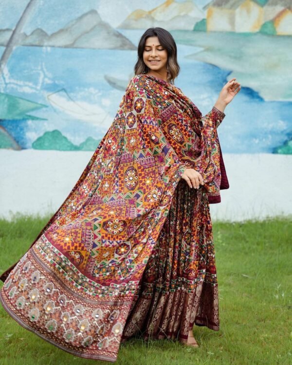 Printed Party wear Gown With Dupatta