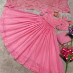 Designer Pink Gown with duatta For Girls