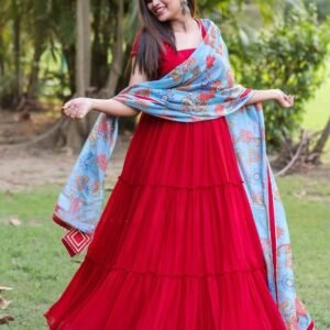 Party wear Red Gown With Dupatta