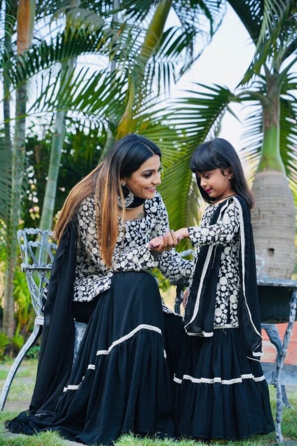 Party Wear Mother Daughter Kurti Sharara Combo