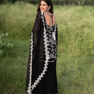 Party Wear Black Kurti Sharara For Girls