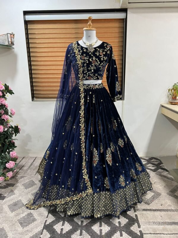 Velvet Lehenga Choli For Wedding in winters