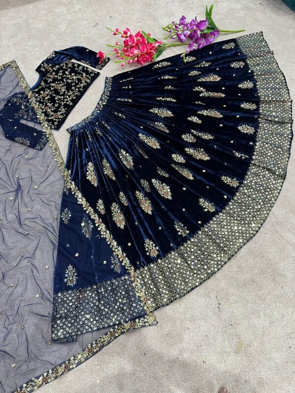 Velvet Lehenga Choli For Wedding in winters