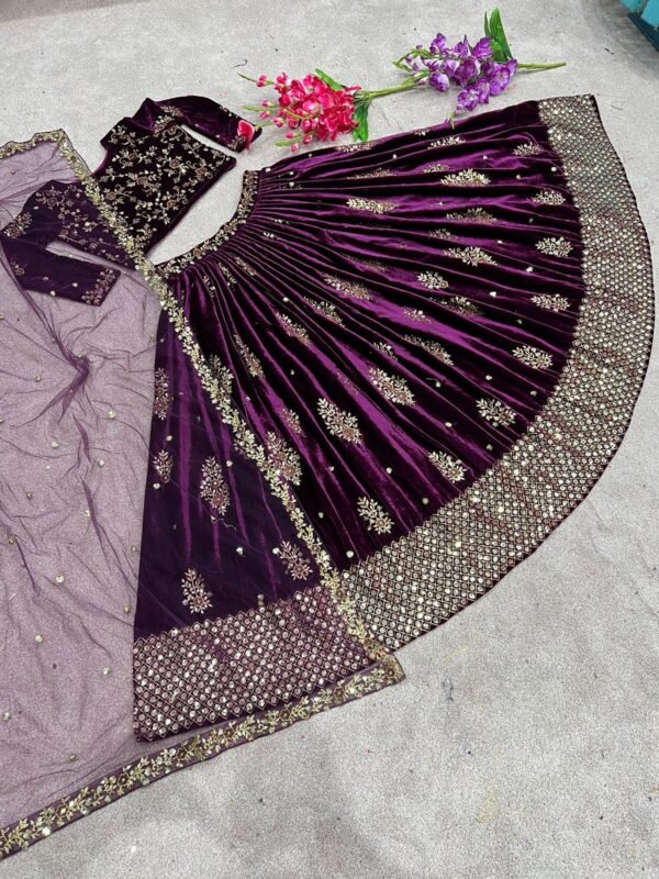 Velvet Lehenga Choli For Wedding in winters