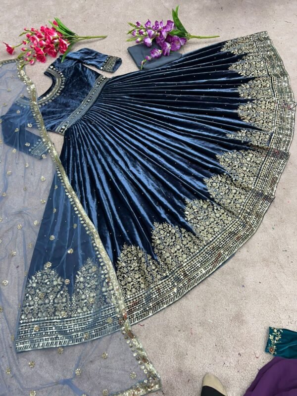 Designer Velvet Lehenga Choli For Winter Weddings