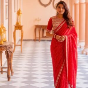Fancy Designer Red Saree For Bride