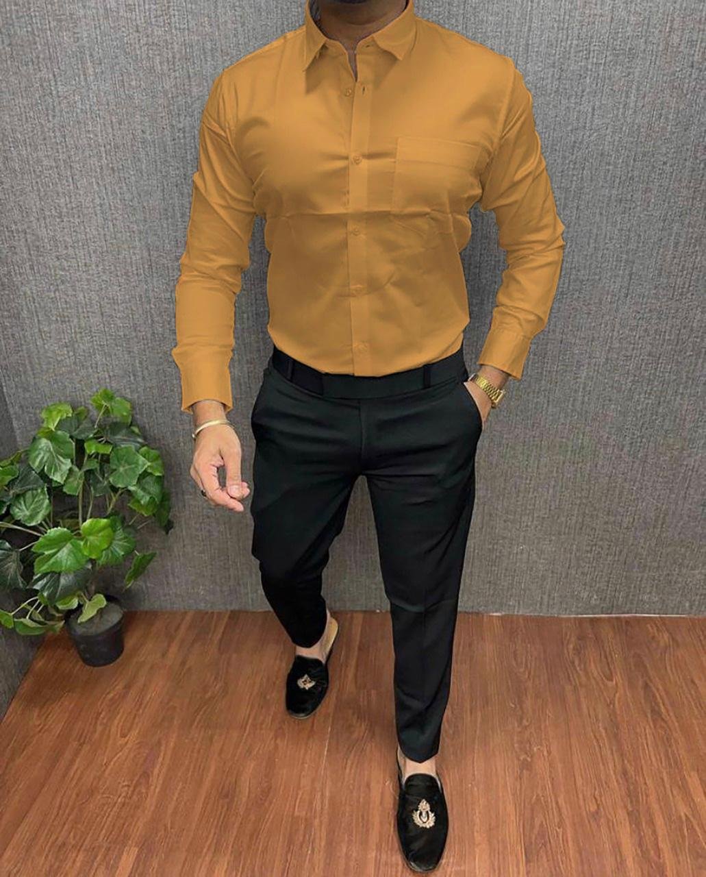 100% Cotton Mustard Printed Polo Neck Half Sleeve Casual T-Shirt