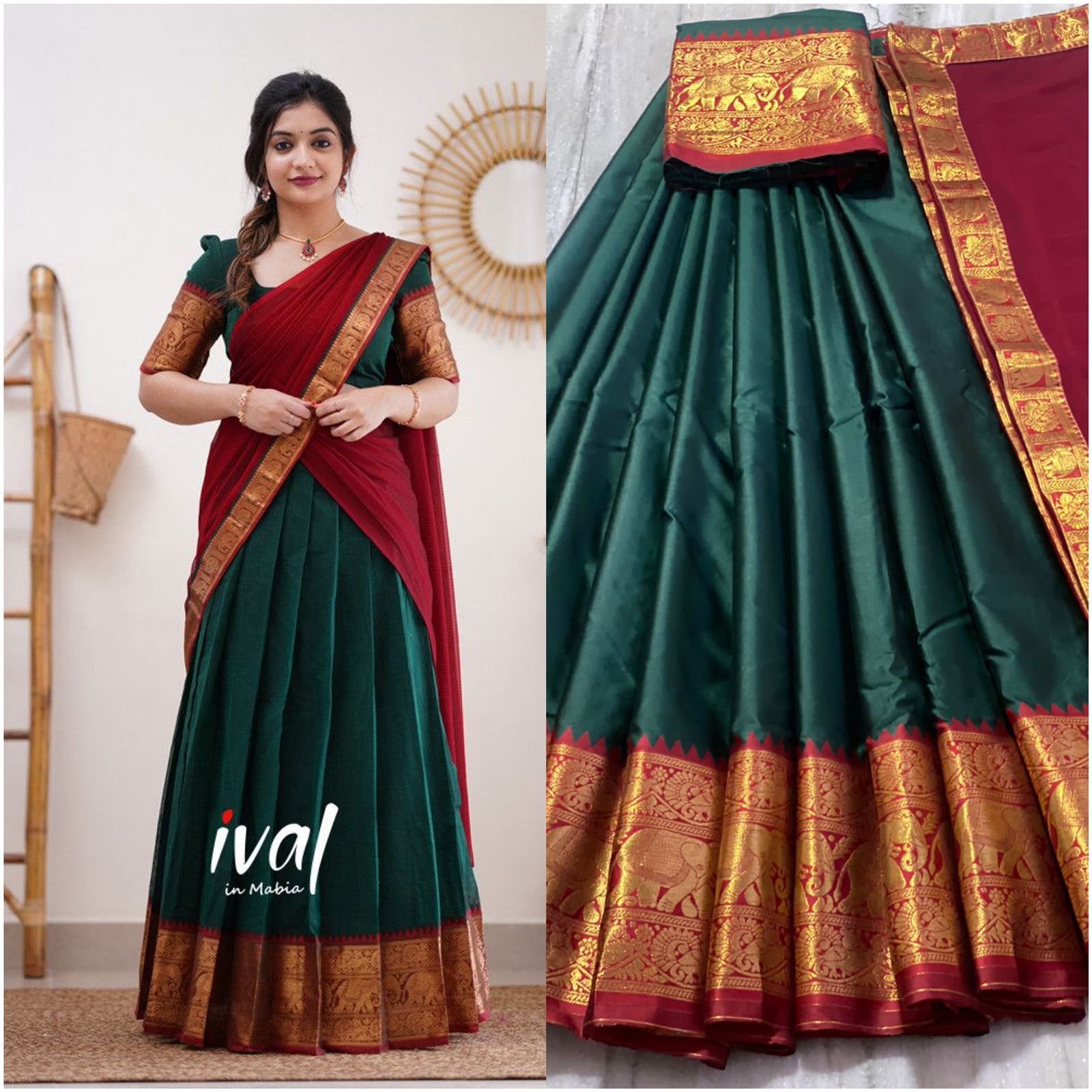 Magenta Embroidery Work Silk Georgette Designer Party Wear Fancy Half Sarees.  Buy online shopping sarees at - Banglore.
