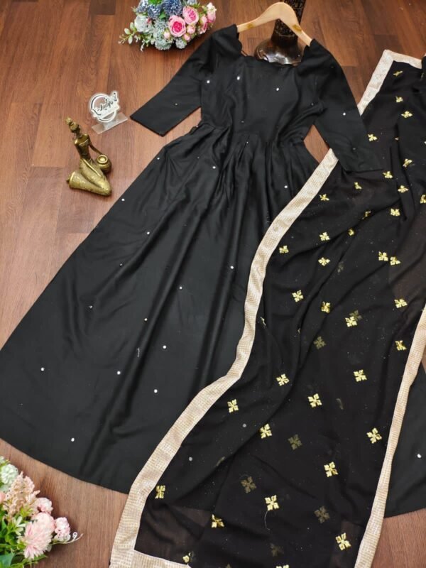 Black Gown With Dupatta For Women