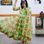 Printed Anarkali Gown With Dupatta Set