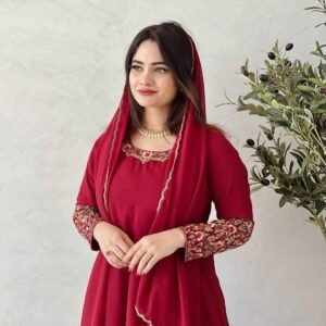 Beautiful Red Anarkali Dress For Bride